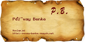 Pávay Benke névjegykártya